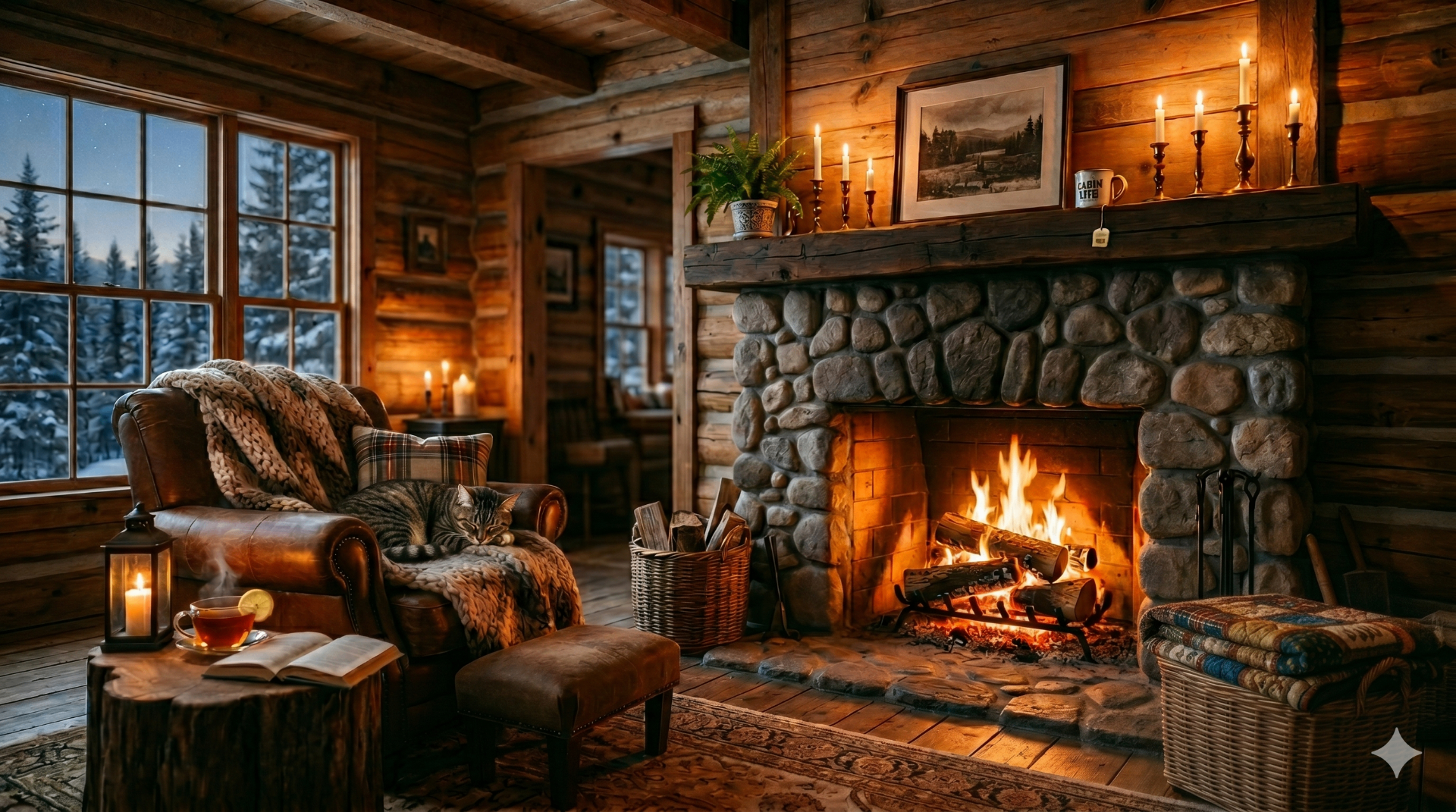 Cabin Fireplace